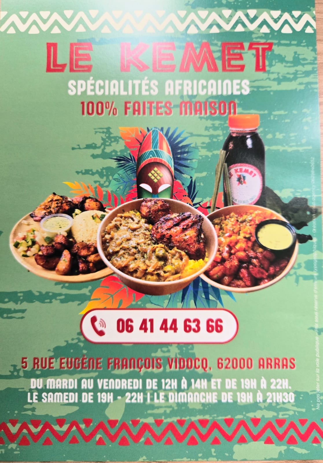 Carte du restaurant (recto)